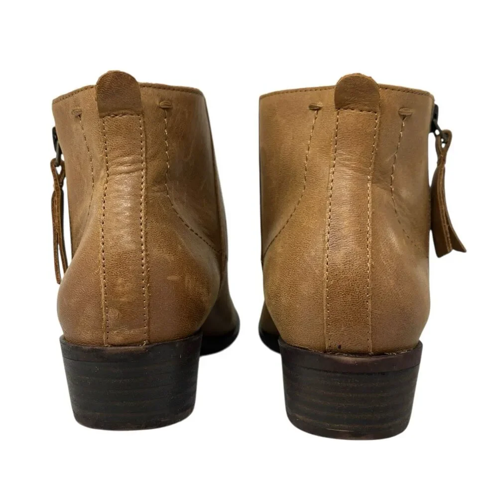 Lucky‎ Brand Tan Leather Blandre Side Zip Spring Ankle Booties